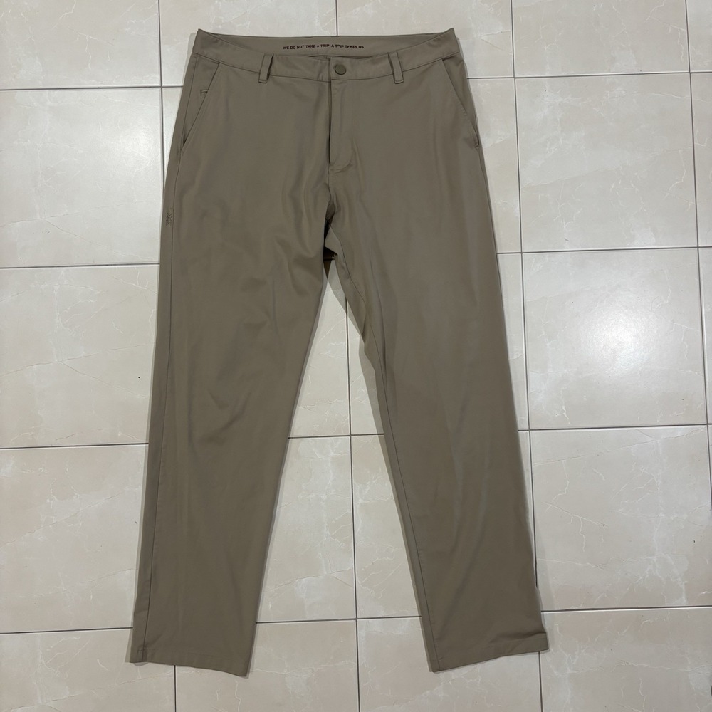 Rhone Commuter Pants Slim Straight Men's 34 Stretch Performance Golf Tan Beige